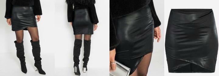 Saia com Transpasse Cintura Alta Preta