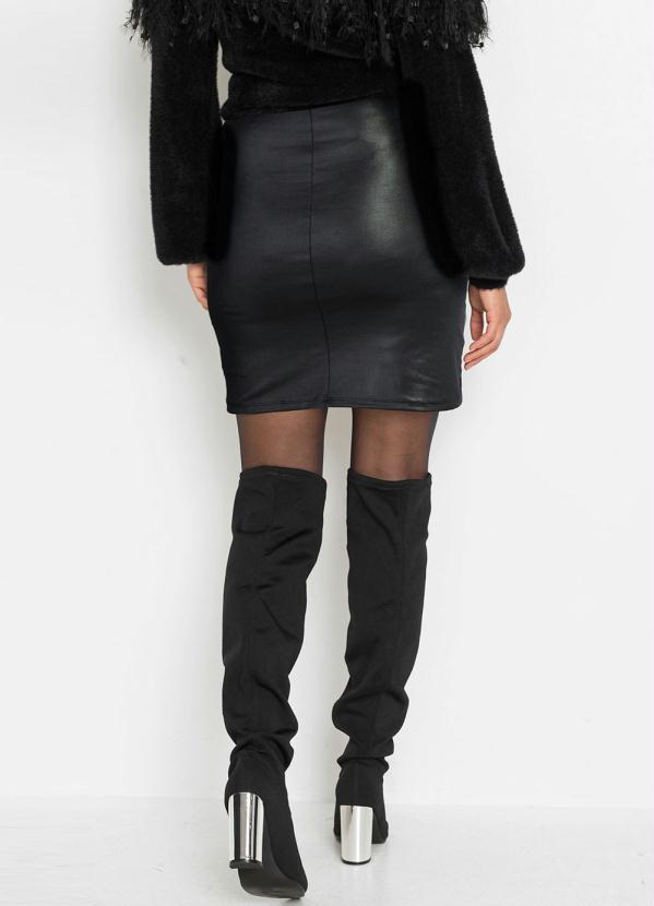 Outlet - Saia com Transpasse Cintura Alta Preta 2