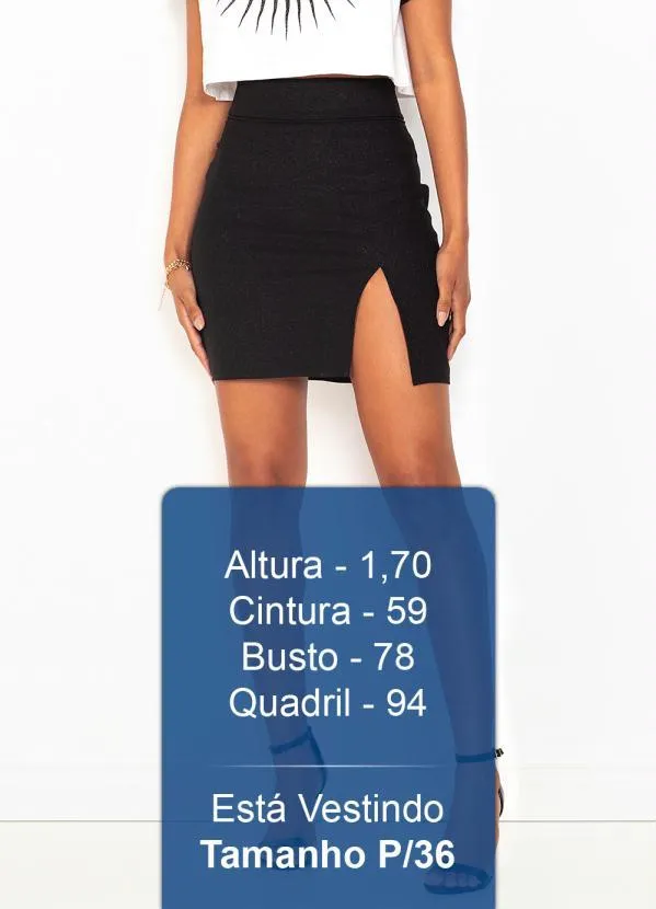 Forum - Saia Curta com Fenda e Brilho Preto 5