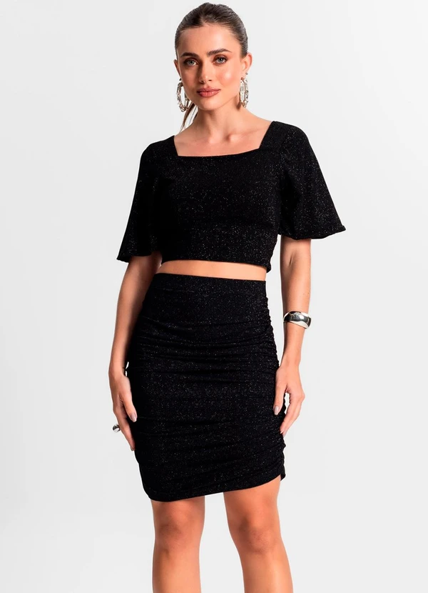 Endless - Saia Curta com Franzidos Preto 5