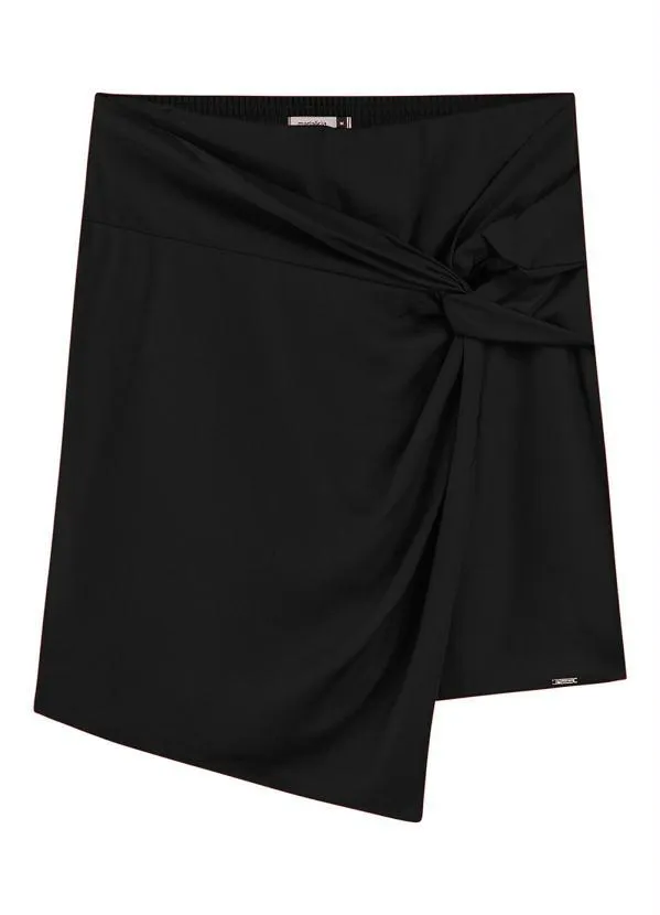 Marialícia - Saia Curta com Torção Frontal Preto 4