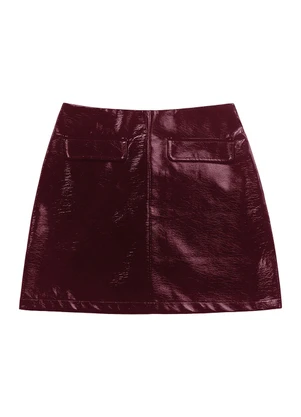 Angel - Saia Curta de Couro Bordo - ANGEL
