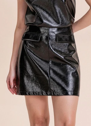 Angel - Saia Curta de Couro Preto - ANGEL