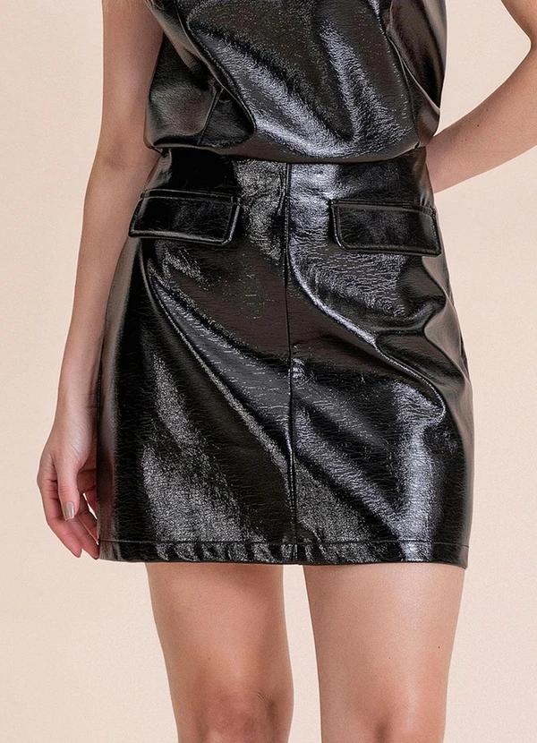 Angel - Saia Curta de Couro Preto 1