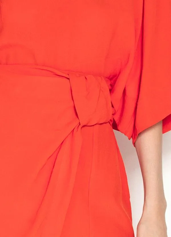 Farm - Saia Curta de Crepe Transpasse Laranja 7