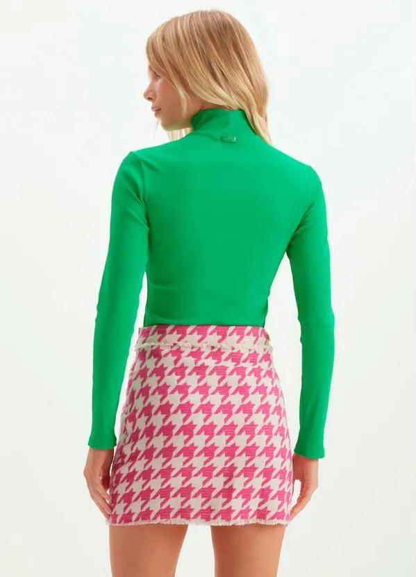 Lança Perfume - Saia Curta de Sarja Transpassada Rosa 4