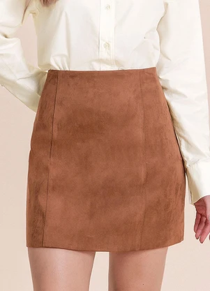 Angel - Saia Curta de Suede Marrom - ANGEL