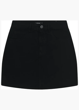 Enfim - Saia Curta Evasê em Sarja Preto - ENFIM