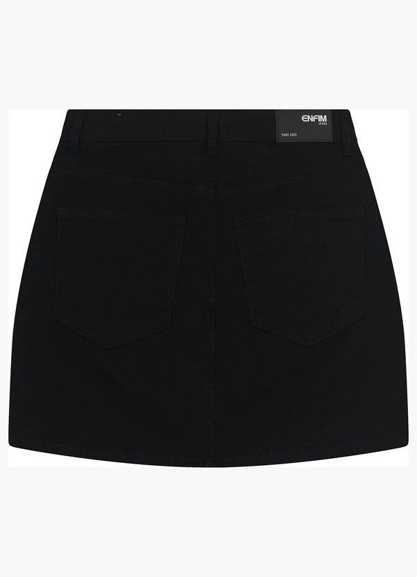 Enfim - Saia Curta Evasê em Sarja Preto 2