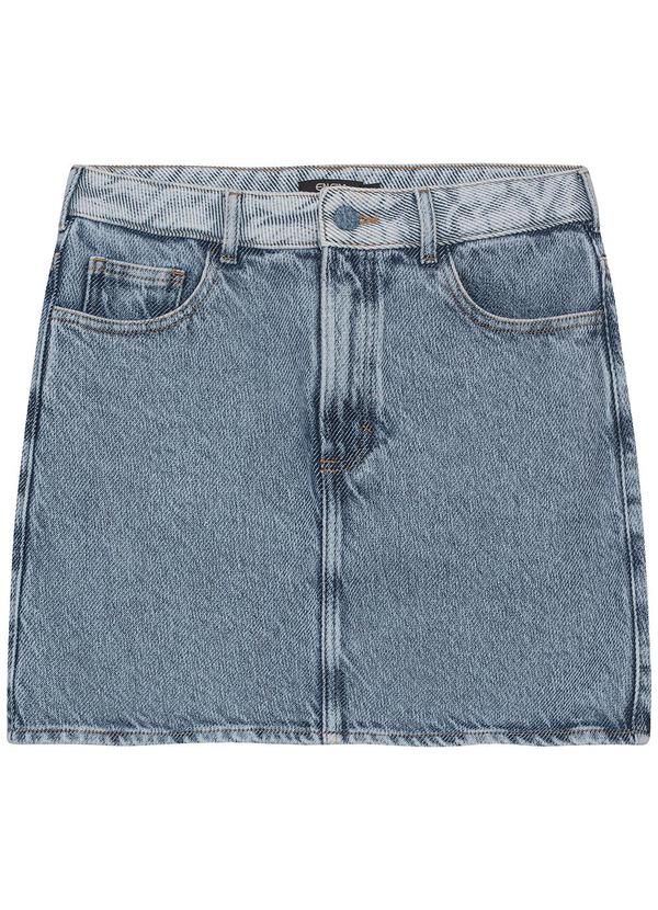 Enfim - Saia Curta Evasê Jeans Azul 3