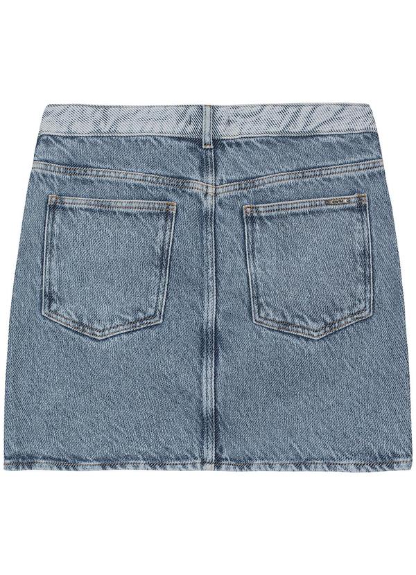 Enfim - Saia Curta Evasê Jeans Azul 4