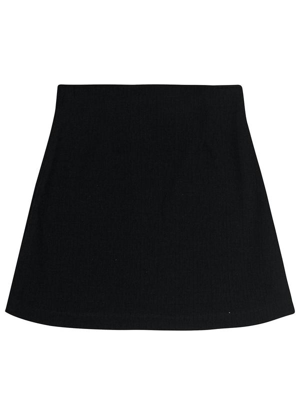 Malwee - Saia Curta Reta em Tweed Preto