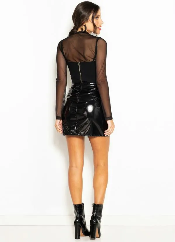 Colcci - Saia Curta Vinil Preta 4