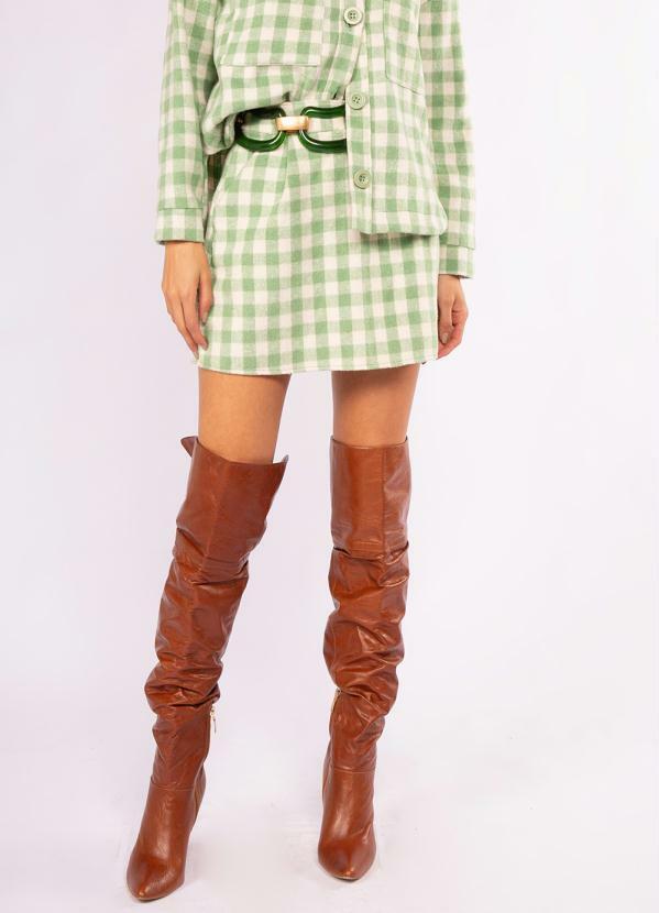 Doce Trama - Saia Curta Xadrez Verde