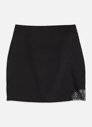 Authoria - Saia de Alfaiataria com Tule e Paetê Preto - AUTHORIA