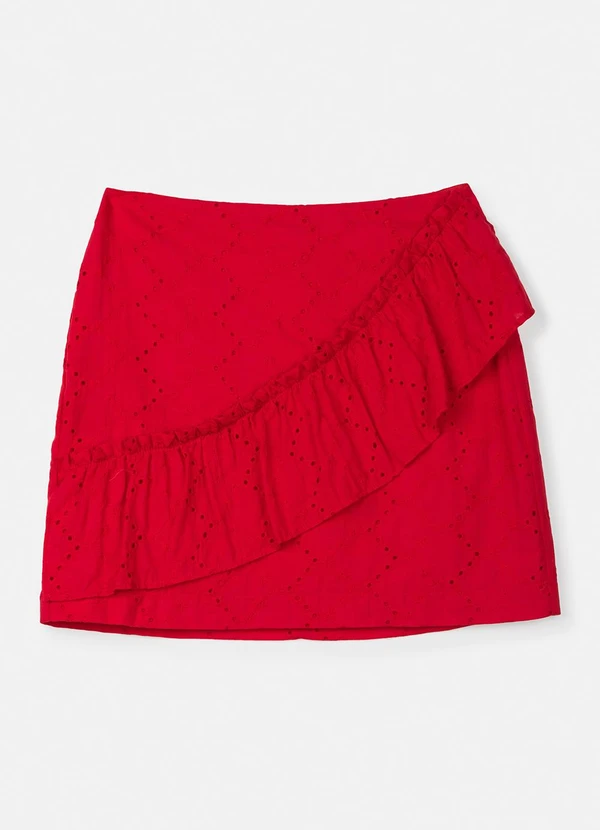 Authoria - Saia de Laise Vermelha com Babado Vermelho 6