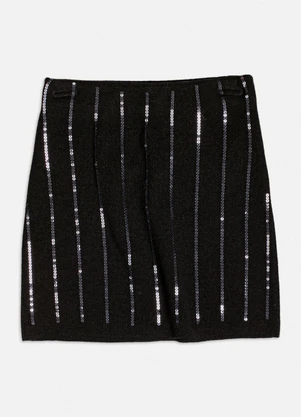 Authoria - Saia de Tricot com Brilho Preto - AUTHORIA