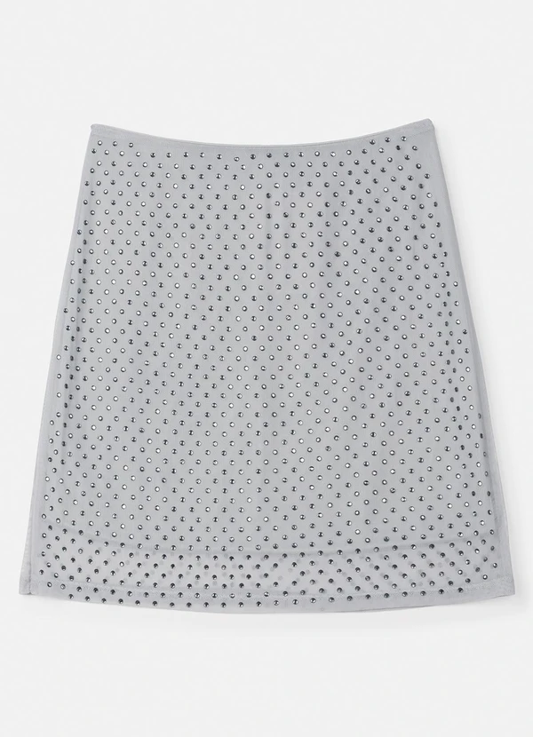 Authoria - Saia de Tule Cinza com Pedrarias Cinza 5