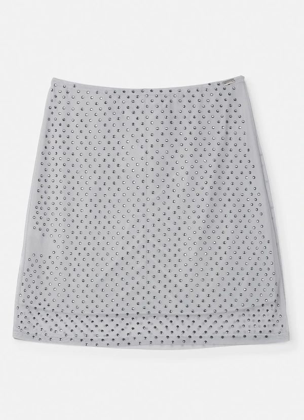 Authoria - Saia de Tule Cinza com Pedrarias Cinza 6