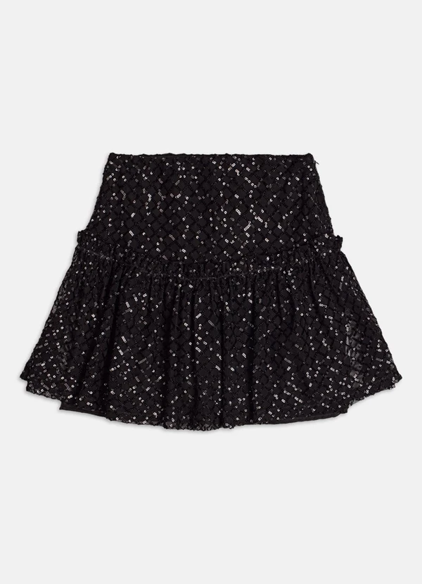 Authoria - Saia de Tule com Paetê Preto