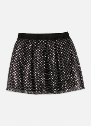 Authoria - Saia de Tule Preta com Paetê Preto - AUTHORIA