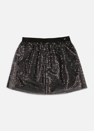 Authoria - Saia de Tule Preta com Paetê Preto - AUTHORIA