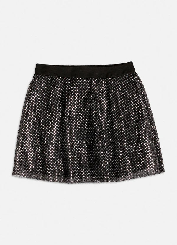 Authoria - Saia de Tule Preta com Paetê Preto 1