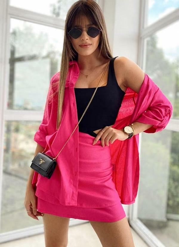 Amo Brand - Saia Dupla Linho Magenta 4