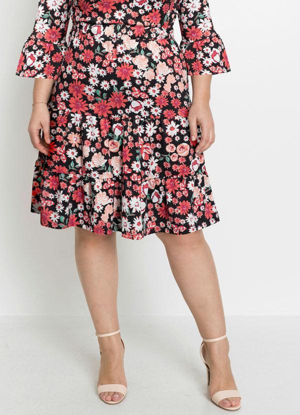 Outlet - Saia em Camadas Cintura Alta Floral Dark 5