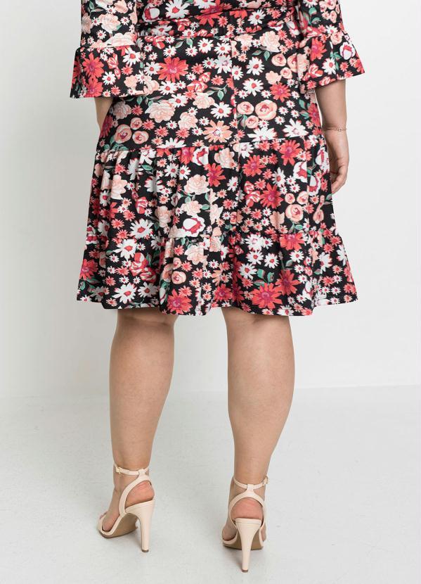 Outlet - Saia em Camadas Cintura Alta Floral Dark 6