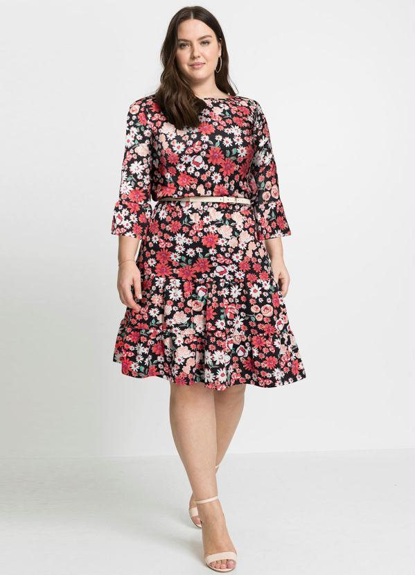 Outlet - Saia em Camadas Cintura Alta Floral Dark 7