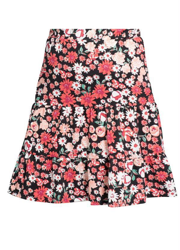 Outlet - Saia em Camadas Cintura Alta Floral Dark 8