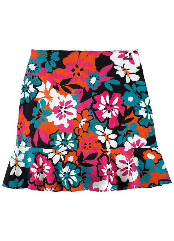 Enfim - Saia Evasê Floral Rosa 3