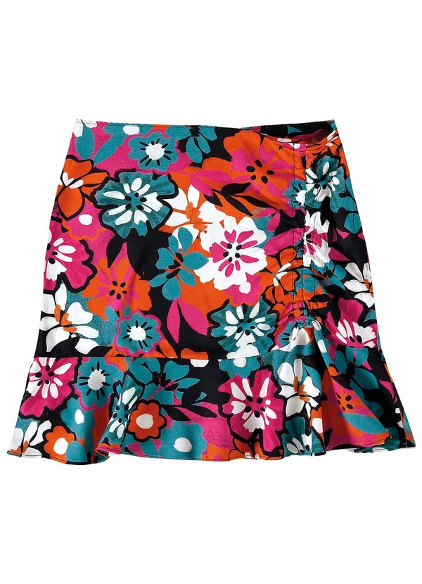 Enfim - Saia Evasê Floral Rosa 4