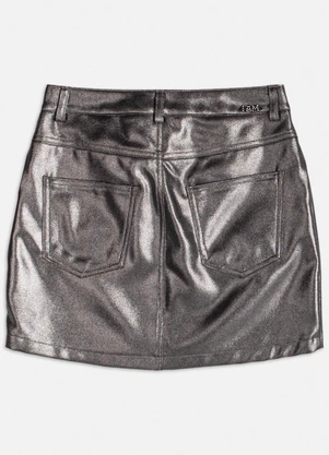 Authoria - Saia Fake Leather Metalizada Prata - AUTHORIA