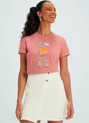 Marialícia - Saia Feminina Assimétrica com Bolso Bege - MARIALÍCIA