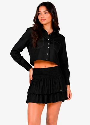 Minty - Saia Feminina com Lastex Preto - MINTY