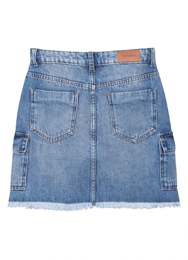 Marialícia - Saia Feminina Jeans Curta Azul 6