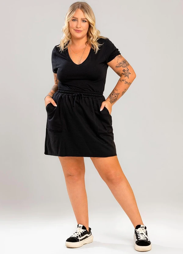 Just Basic - Saia Feminina Moletom Preto 5