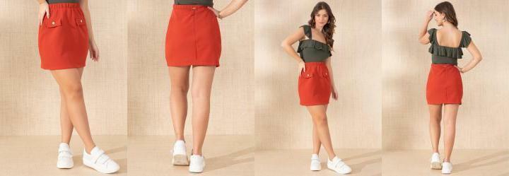 Saia Ferrugem com Lapelas e Botes Decorativos