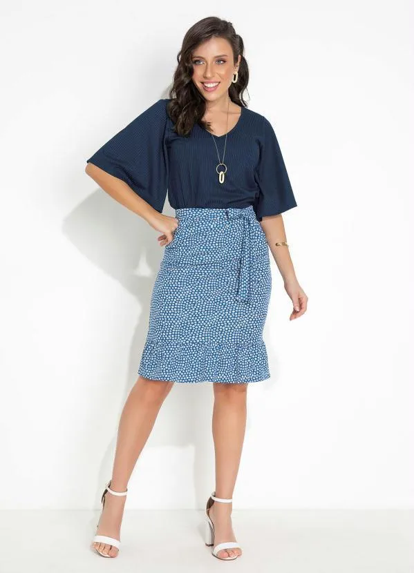 Moda Pop - Saia Floral com Faixa para Amarração e Bolsos 4