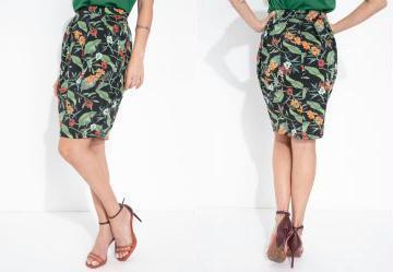 Saia Floral Preta Tulipa Moda Evanglica