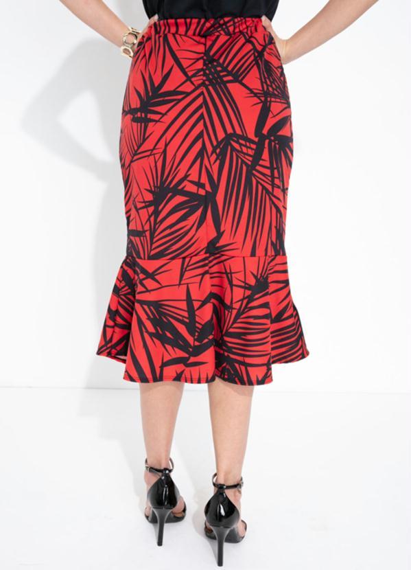 Outlet - Saia Folhagem Vermelha Babado 2