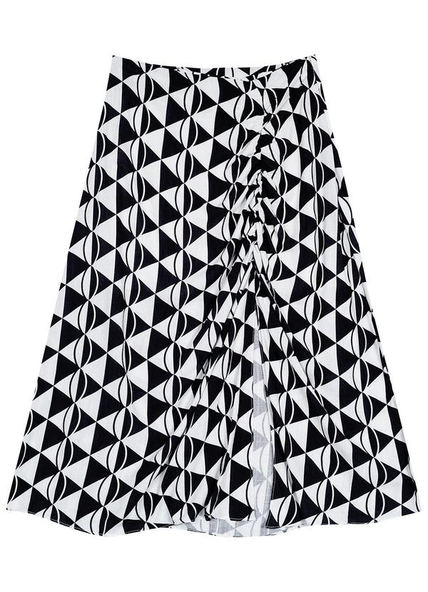 Malwee - Saia Geométrica Curta Texturizada Preta