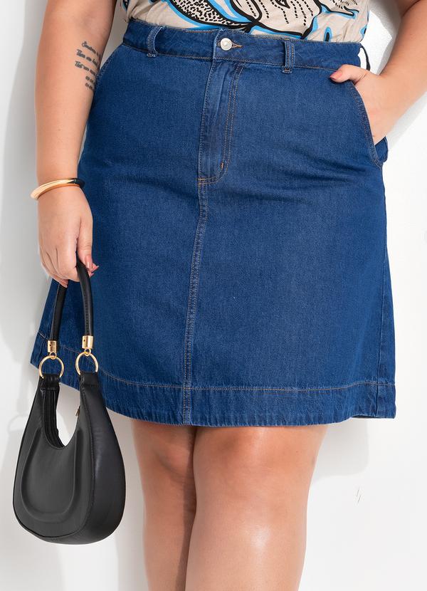 Quintess - Saia Jeans Azul Escuro em Jeans 9
