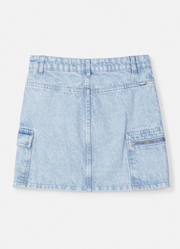 Authoria - Saia Jeans Cargo com Lapelas Azul 6