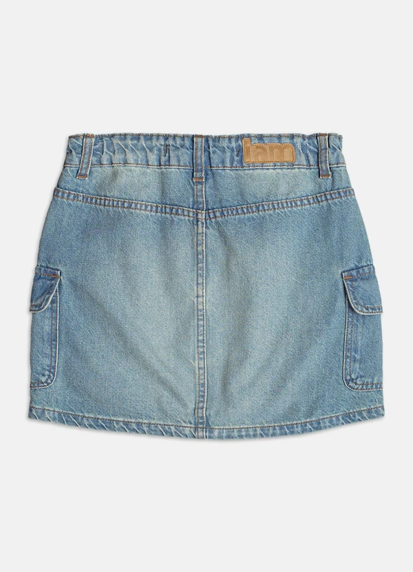 Authoria - Saia Jeans com Bolsos Cargo  Azul 2