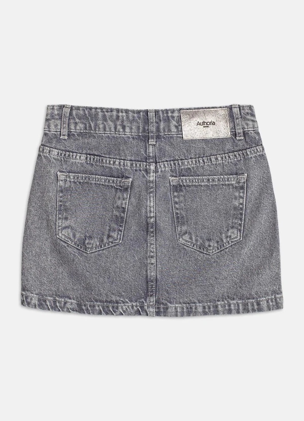 Authoria - Saia Jeans com Brilho Mescla 2
