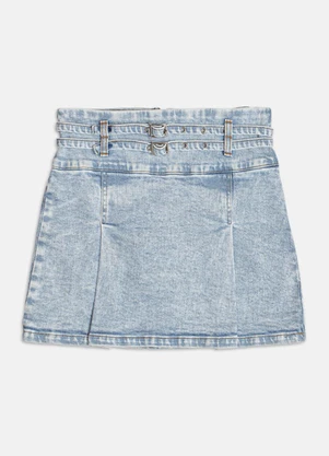 Authoria - Saia Jeans com Cinto  Azul - AUTHORIA