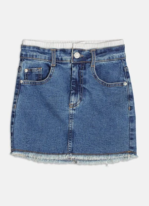 Authoria - Saia Jeans com Cós Boxer  Azul - AUTHORIA